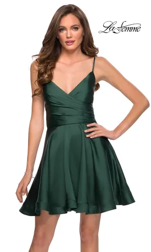 A-Line Satin La Femme Homecoming Dress with Corset