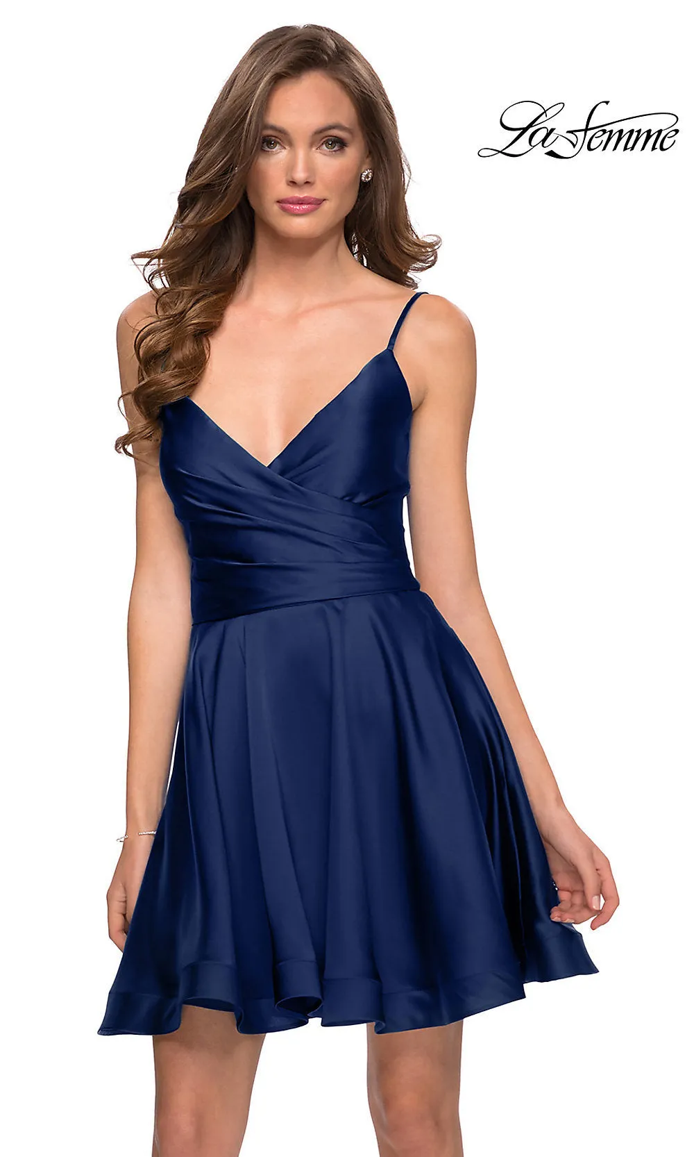 A-Line Satin La Femme Homecoming Dress with Corset