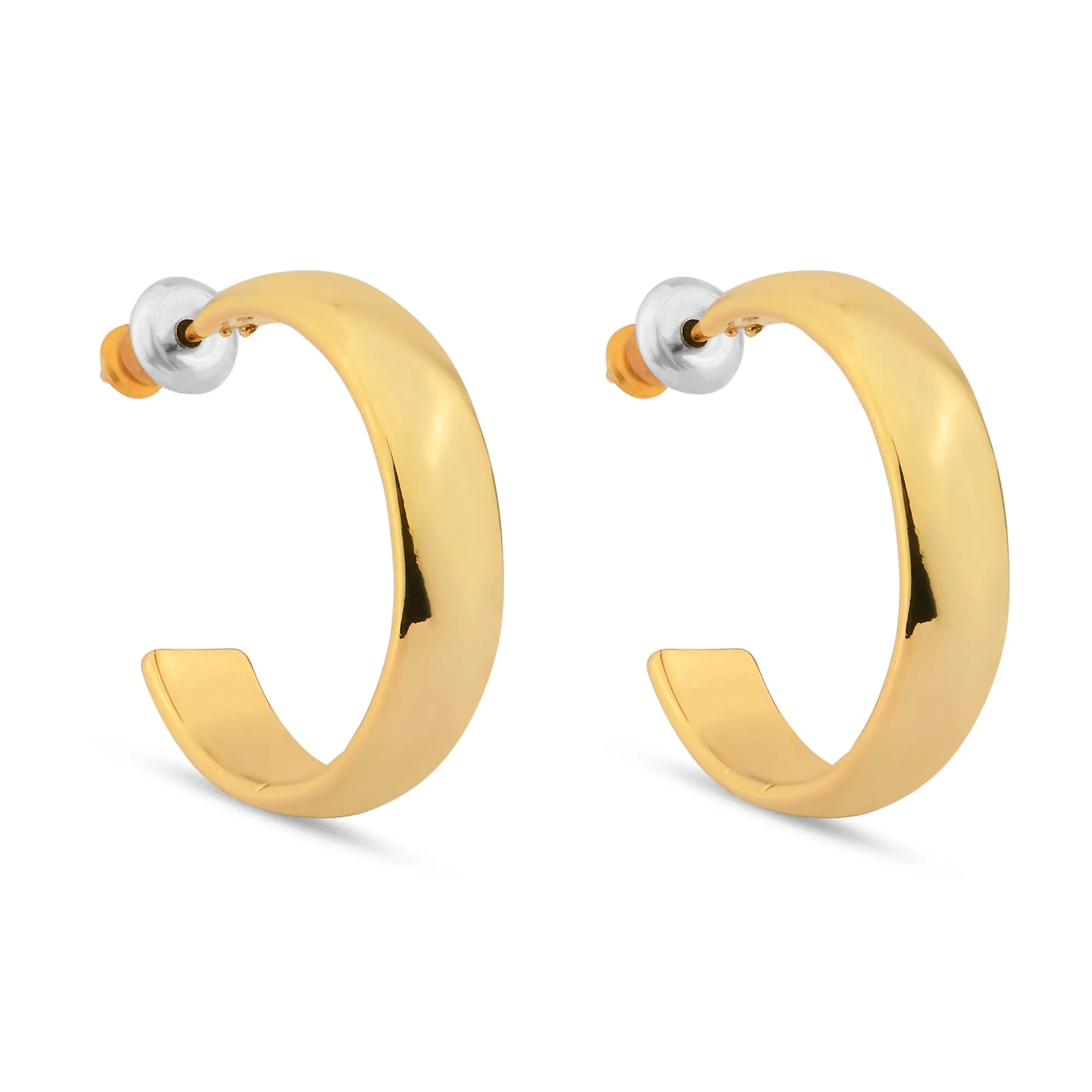 Accessorize London Women's Z Real Gold-Plated Plain Chunky Hoops Earrings