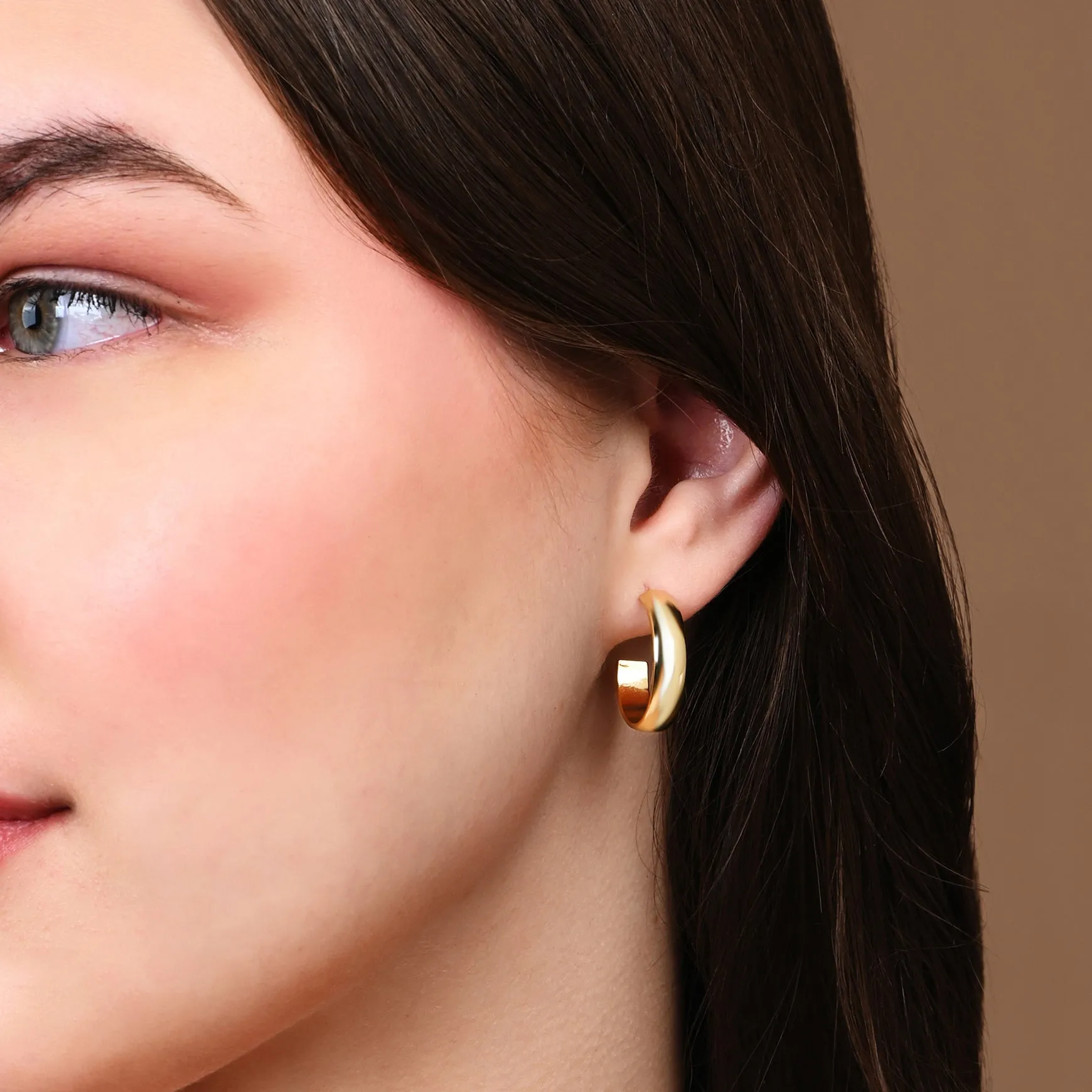 Accessorize London Women's Z Real Gold-Plated Plain Chunky Hoops Earrings