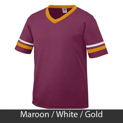 Alpha Delta Pi V-Neck Jersey with Striped Sleeves - 360 - TWILL