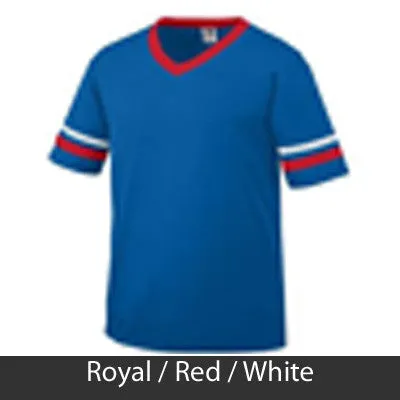 Alpha Delta Pi V-Neck Jersey with Striped Sleeves - 360 - TWILL