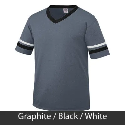 Alpha Delta Pi V-Neck Jersey with Striped Sleeves - 360 - TWILL