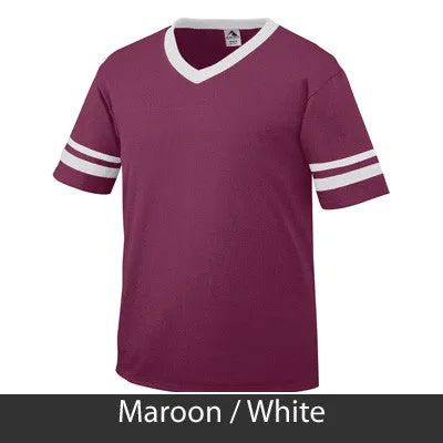Alpha Delta Pi V-Neck Jersey with Striped Sleeves - 360 - TWILL