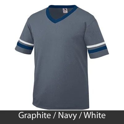 Alpha Delta Pi V-Neck Jersey with Striped Sleeves - 360 - TWILL