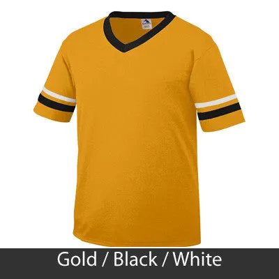 Alpha Delta Pi V-Neck Jersey with Striped Sleeves - 360 - TWILL