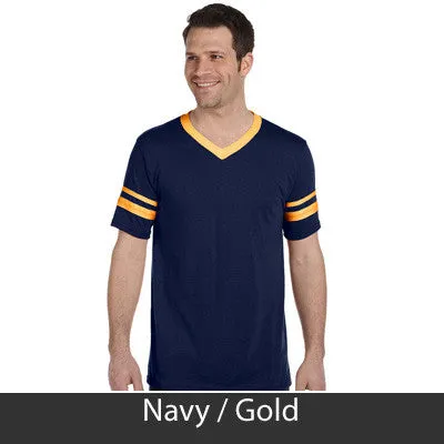 Alpha Epsilon Pi V-Neck Jersey with Striped Sleeves - 360 - TWILL