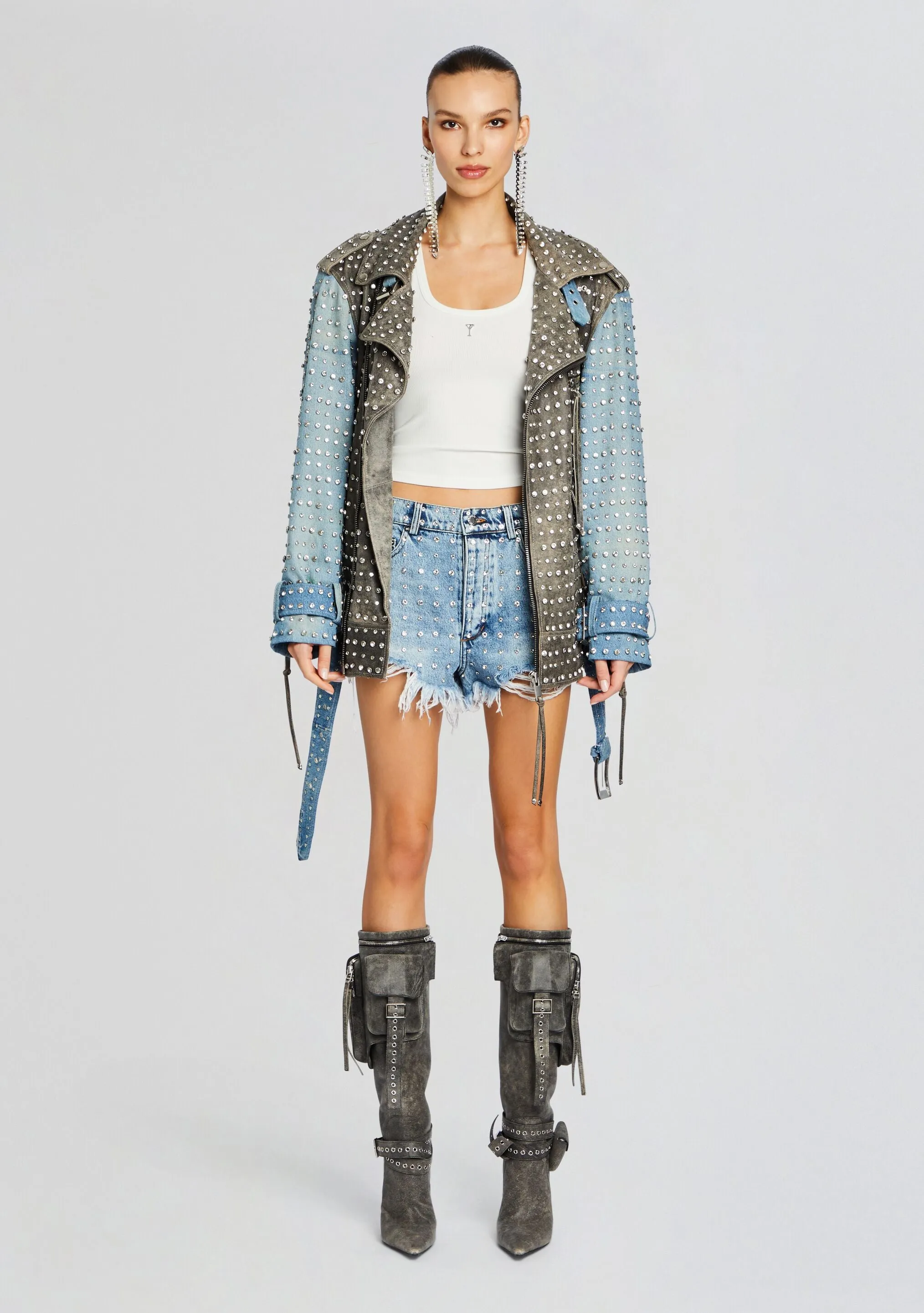 Angel Embellished Denim Short
