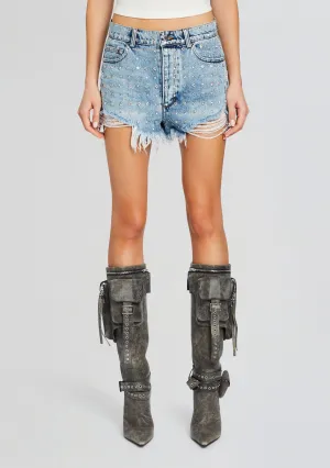 Angel Embellished Denim Short