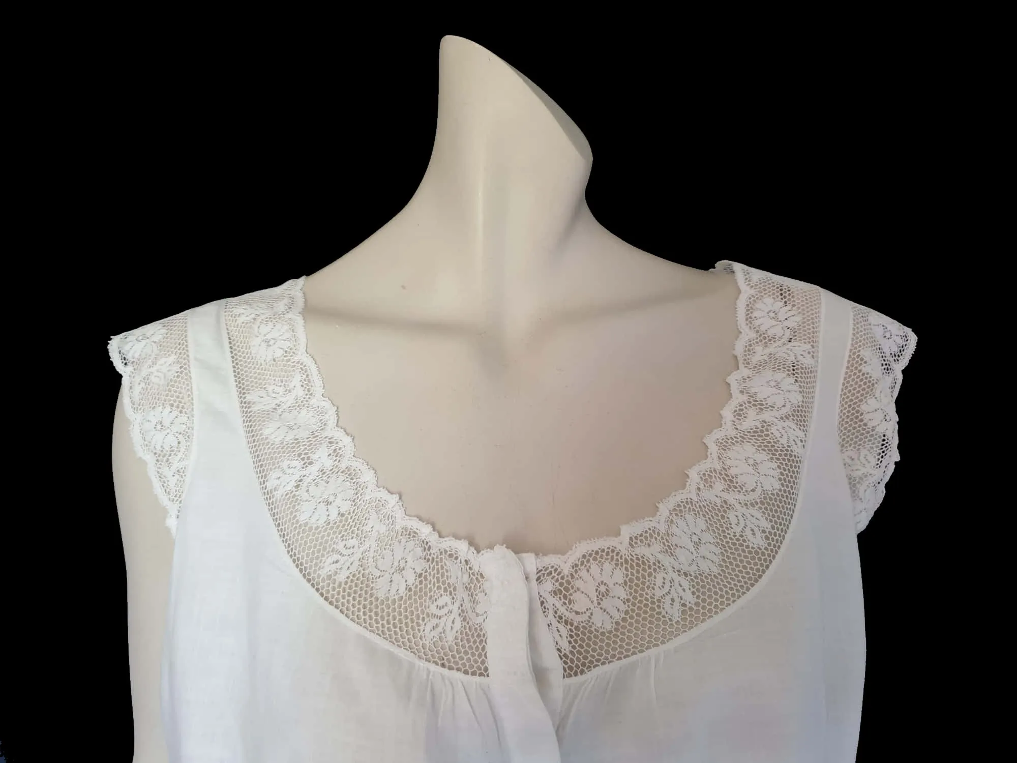 Antique, Edwardian Camisole, Corset Cover, With Flower Lace - M