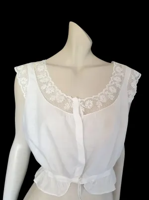 Antique, Edwardian Camisole, Corset Cover, With Flower Lace - M