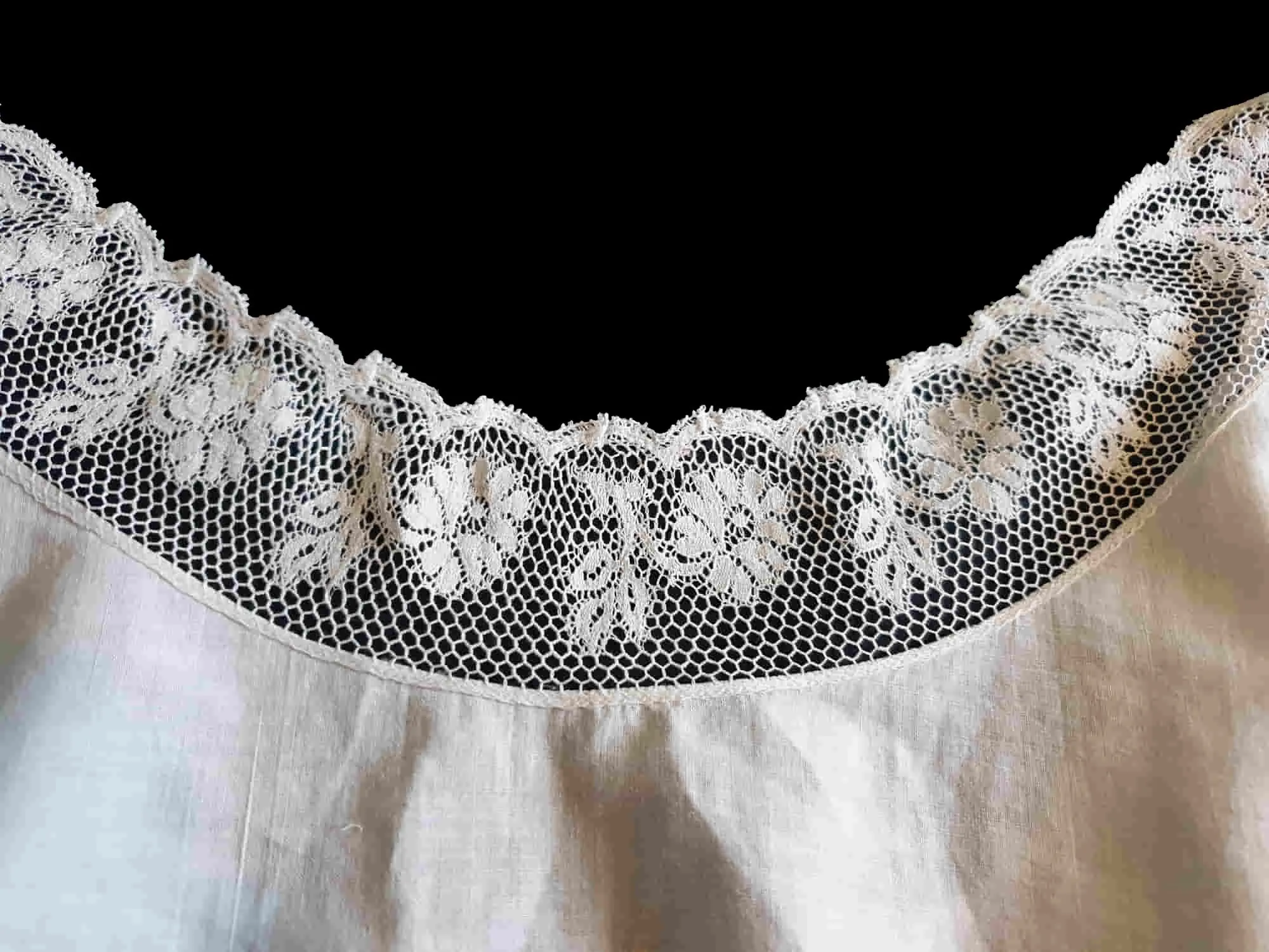 Antique, Edwardian Camisole, Corset Cover, With Flower Lace - M