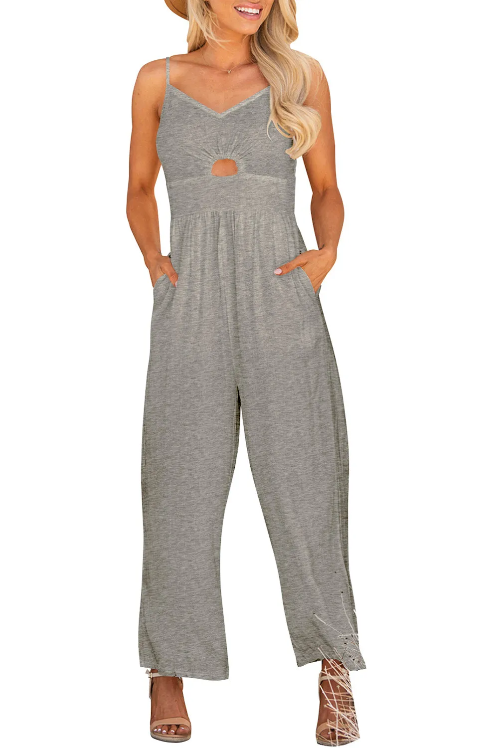 *APP EXCLUSIVE* Smocked Spaghetti Strap Wide Leg Jumpsuit