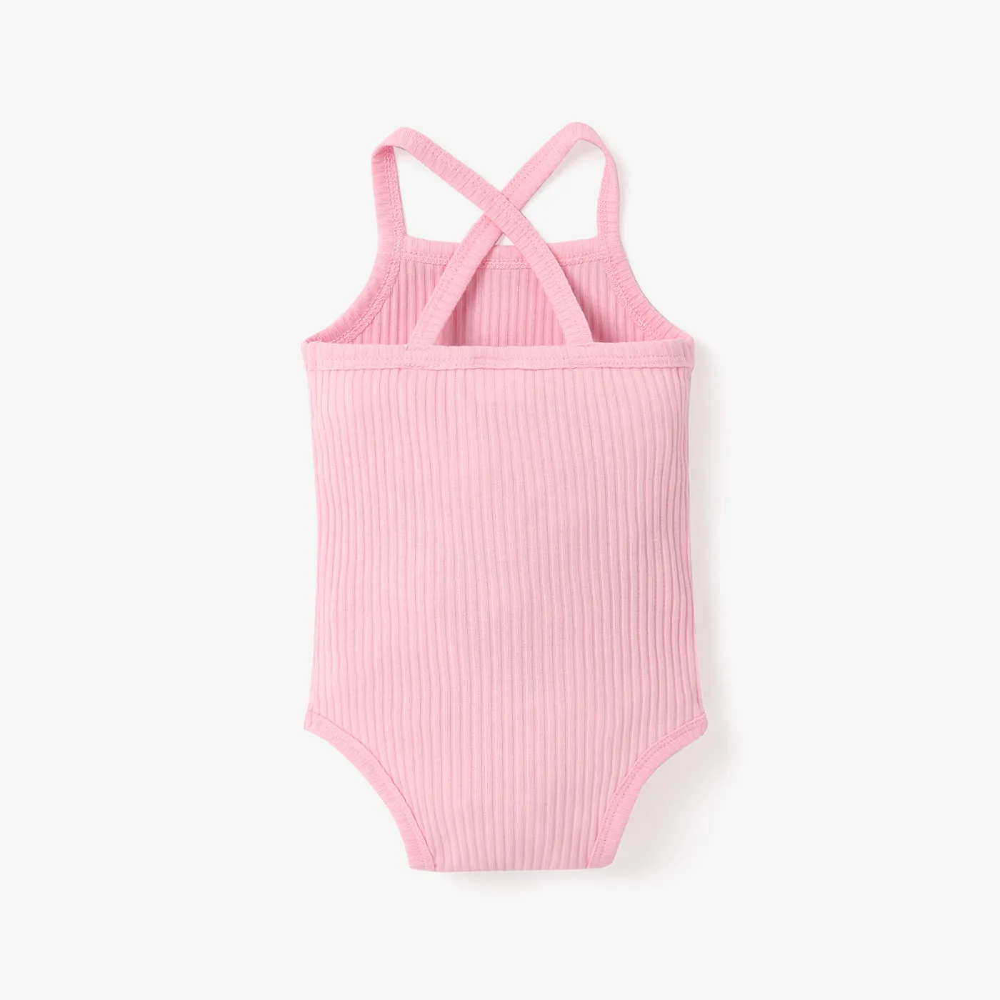 Baby Girl 95% Cotton Ribbed Sleeveless Spaghetti Strap Romper