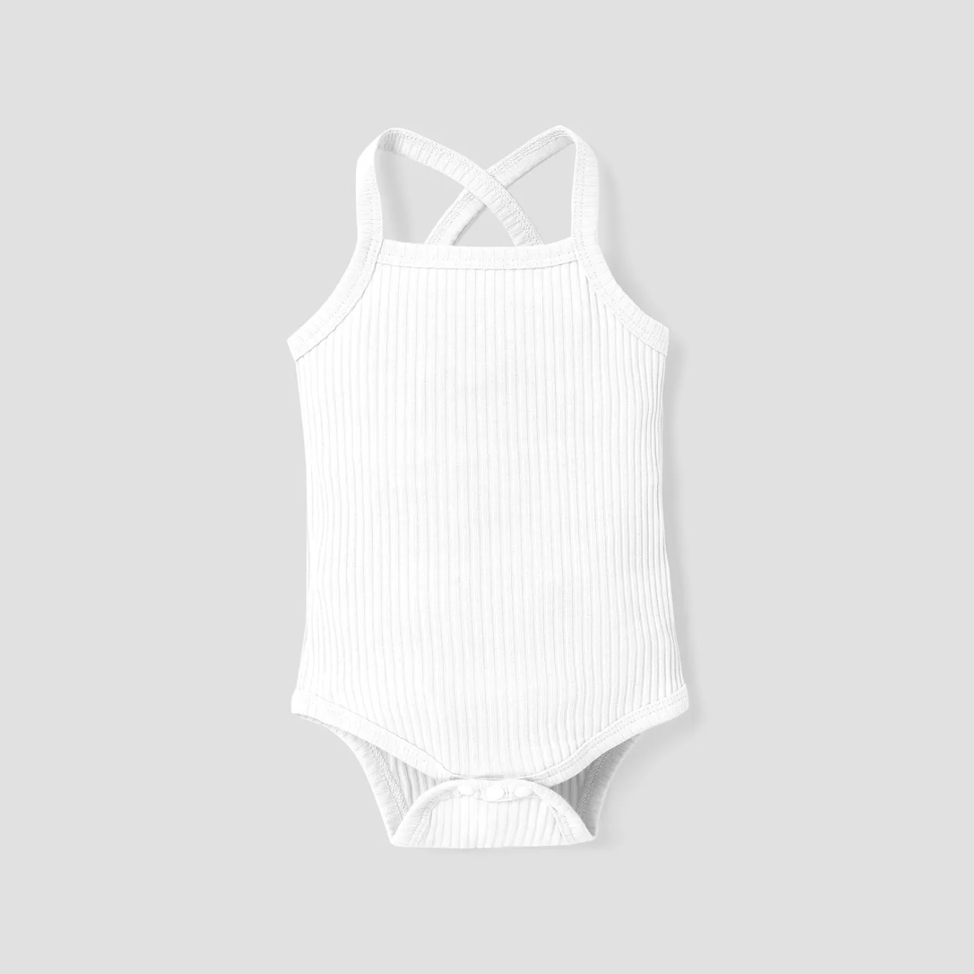 Baby Girl 95% Cotton Ribbed Sleeveless Spaghetti Strap Romper