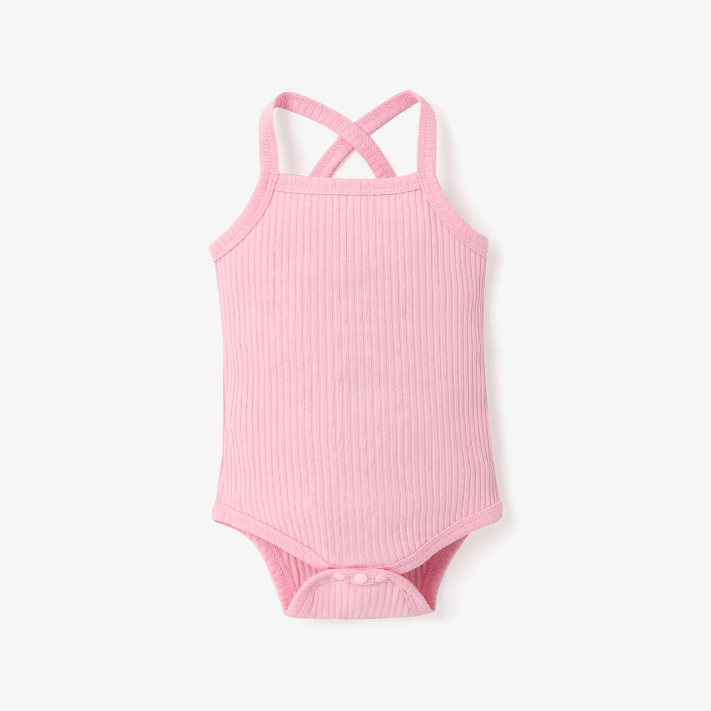 Baby Girl 95% Cotton Ribbed Sleeveless Spaghetti Strap Romper