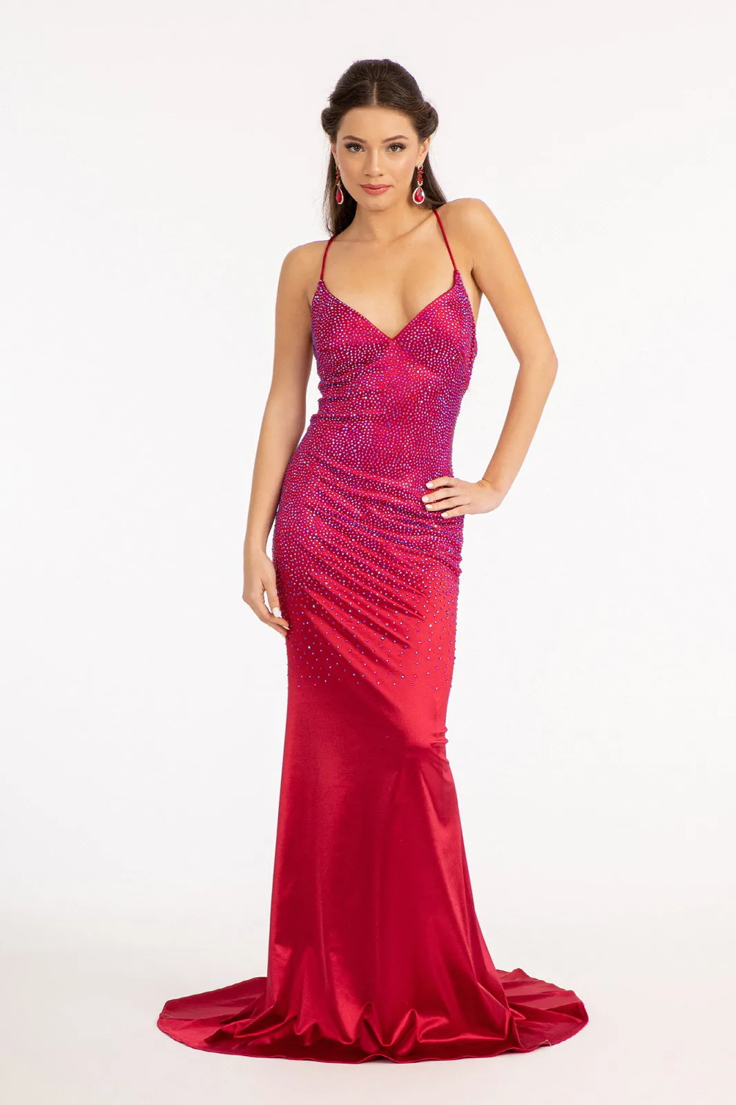 Beaded Satin Mermaid Dress by Elizabeth K GL3045