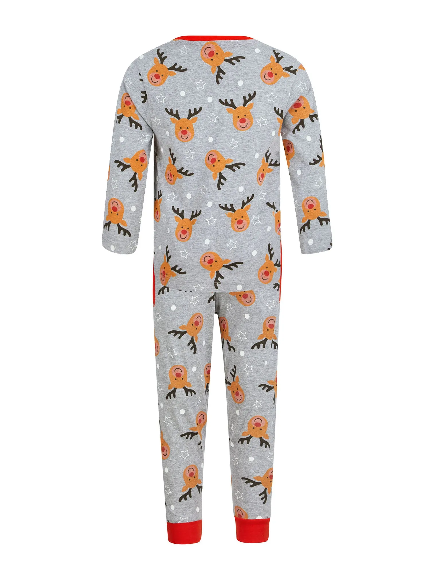 Boy's Rudolph Repeat Motif 2PC Lounge Pyjama Set in Light Grey Marl - Merry Christmas Kids (4-12yrs)