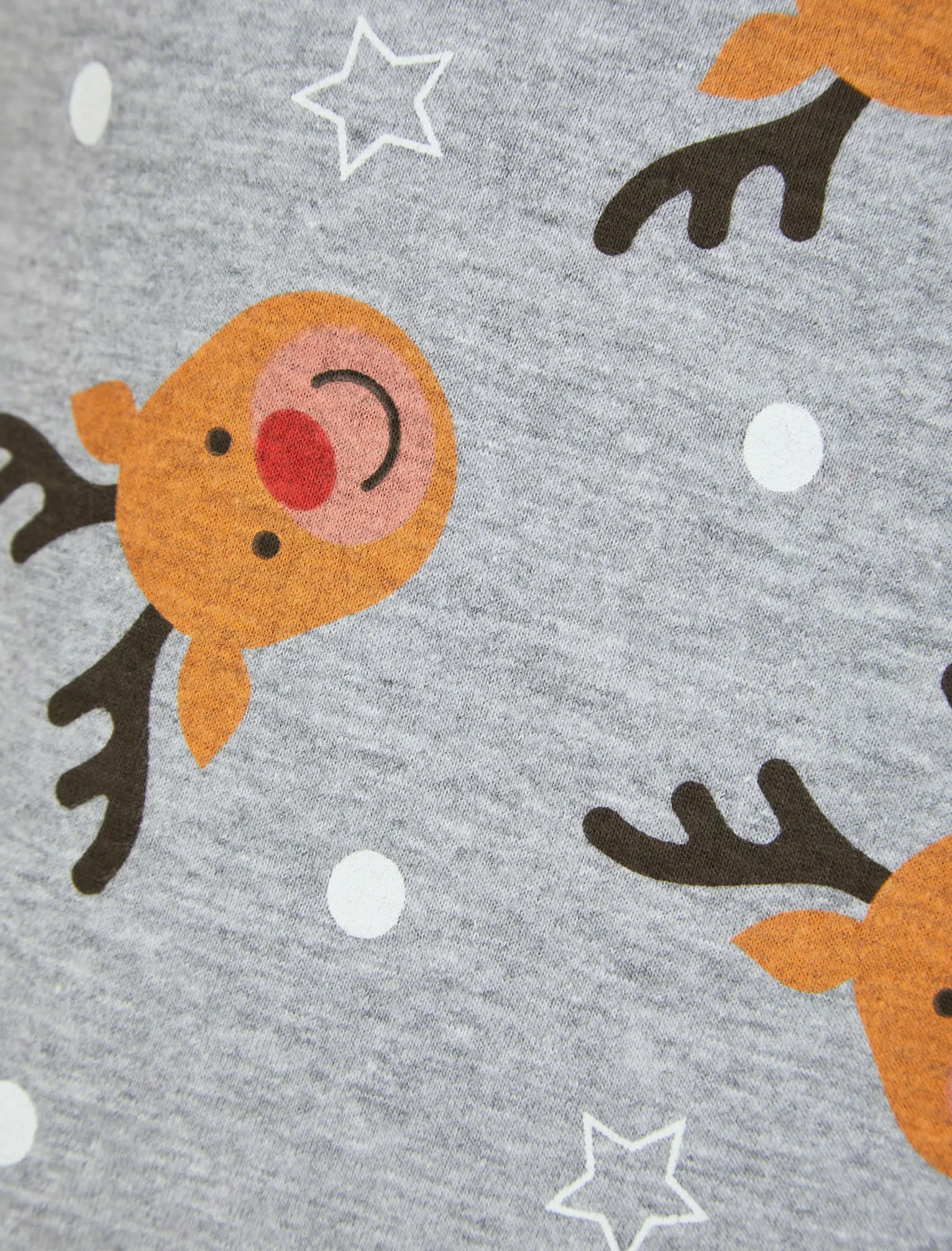 Boy's Rudolph Repeat Motif 2PC Lounge Pyjama Set in Light Grey Marl - Merry Christmas Kids (4-12yrs)
