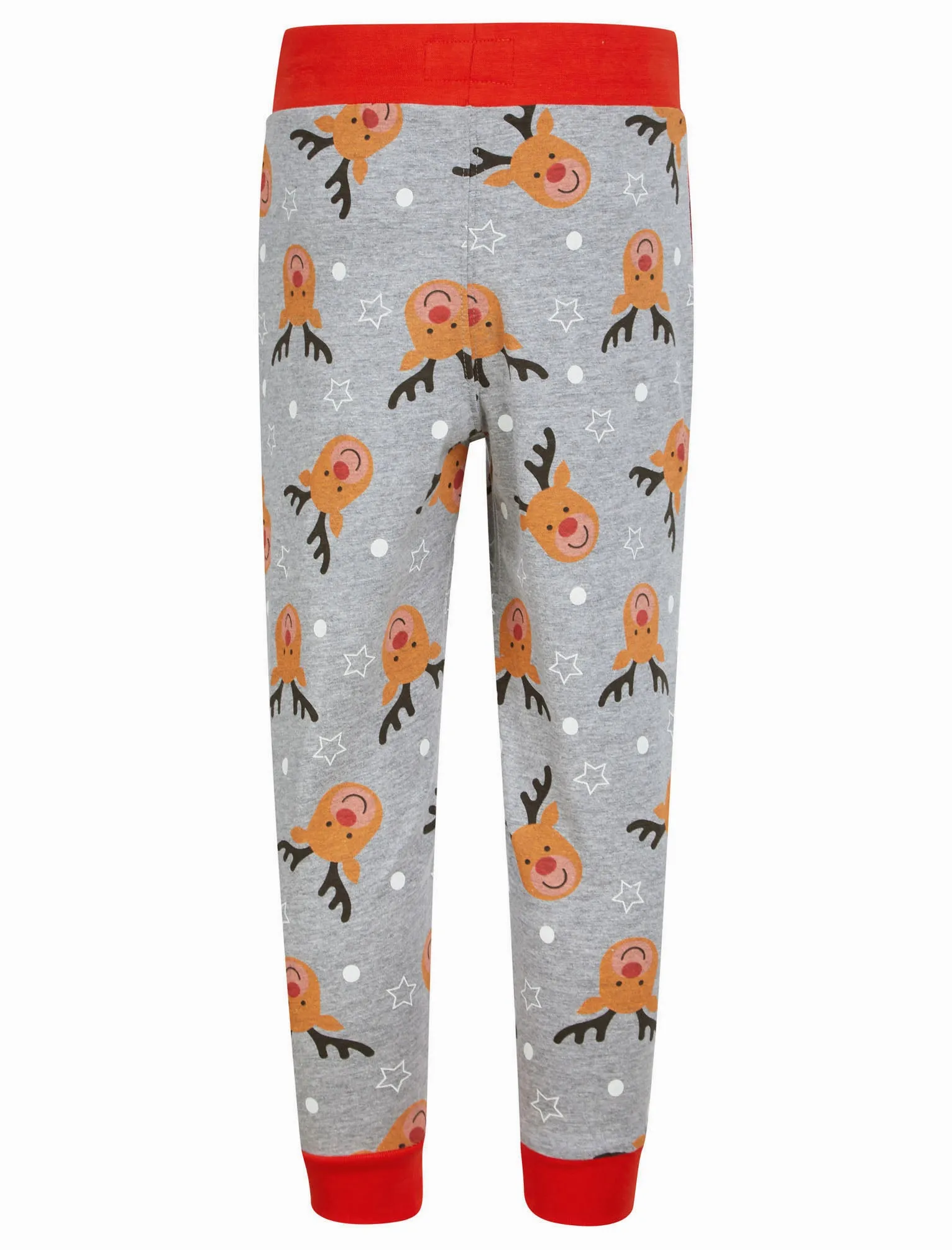 Boy's Rudolph Repeat Motif 2PC Lounge Pyjama Set in Light Grey Marl - Merry Christmas Kids (4-12yrs)
