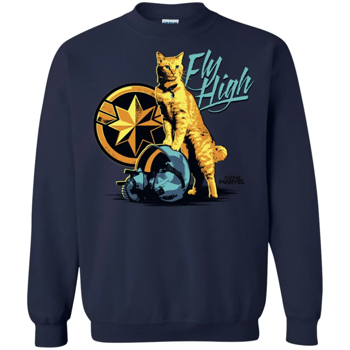 Captain Marvel Symbol Goose Fly High Crewneck Pullover Sweatshirt