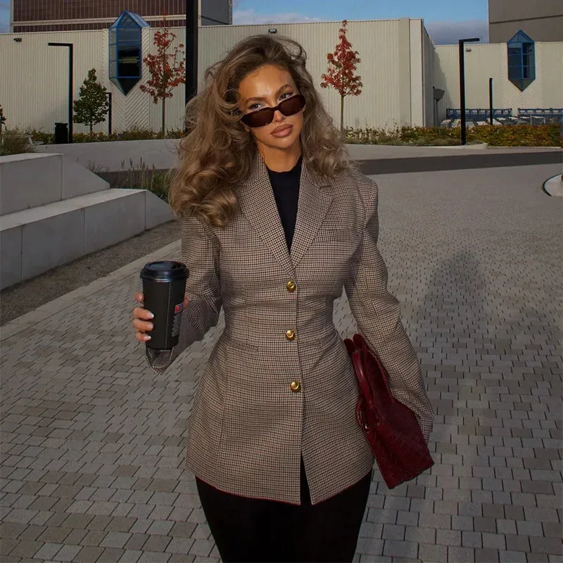 Classy Witney Plaid Houndstooth checkered plaid blazer fall coat autumn coat