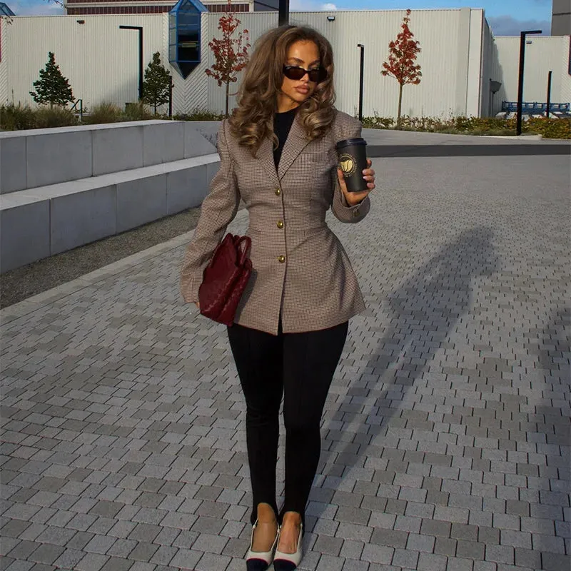 Classy Witney Plaid Houndstooth checkered plaid blazer fall coat autumn coat