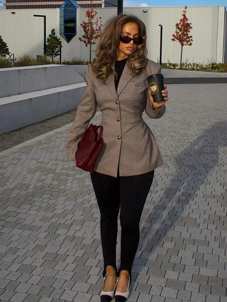 Classy Witney Plaid Houndstooth checkered plaid blazer fall coat autumn coat