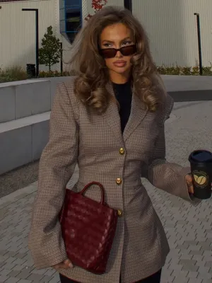 Classy Witney Plaid Houndstooth checkered plaid blazer fall coat autumn coat