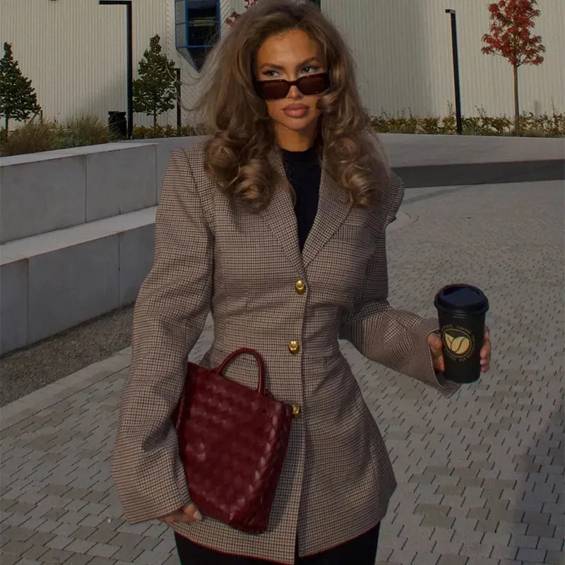Classy Witney Plaid Houndstooth checkered plaid blazer fall coat autumn coat