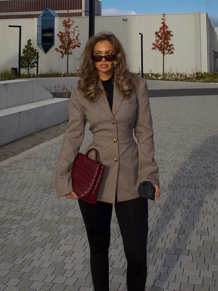 Classy Witney Plaid Houndstooth checkered plaid blazer fall coat autumn coat