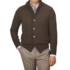 Dark Brown Shetland Wool Button Cardigan