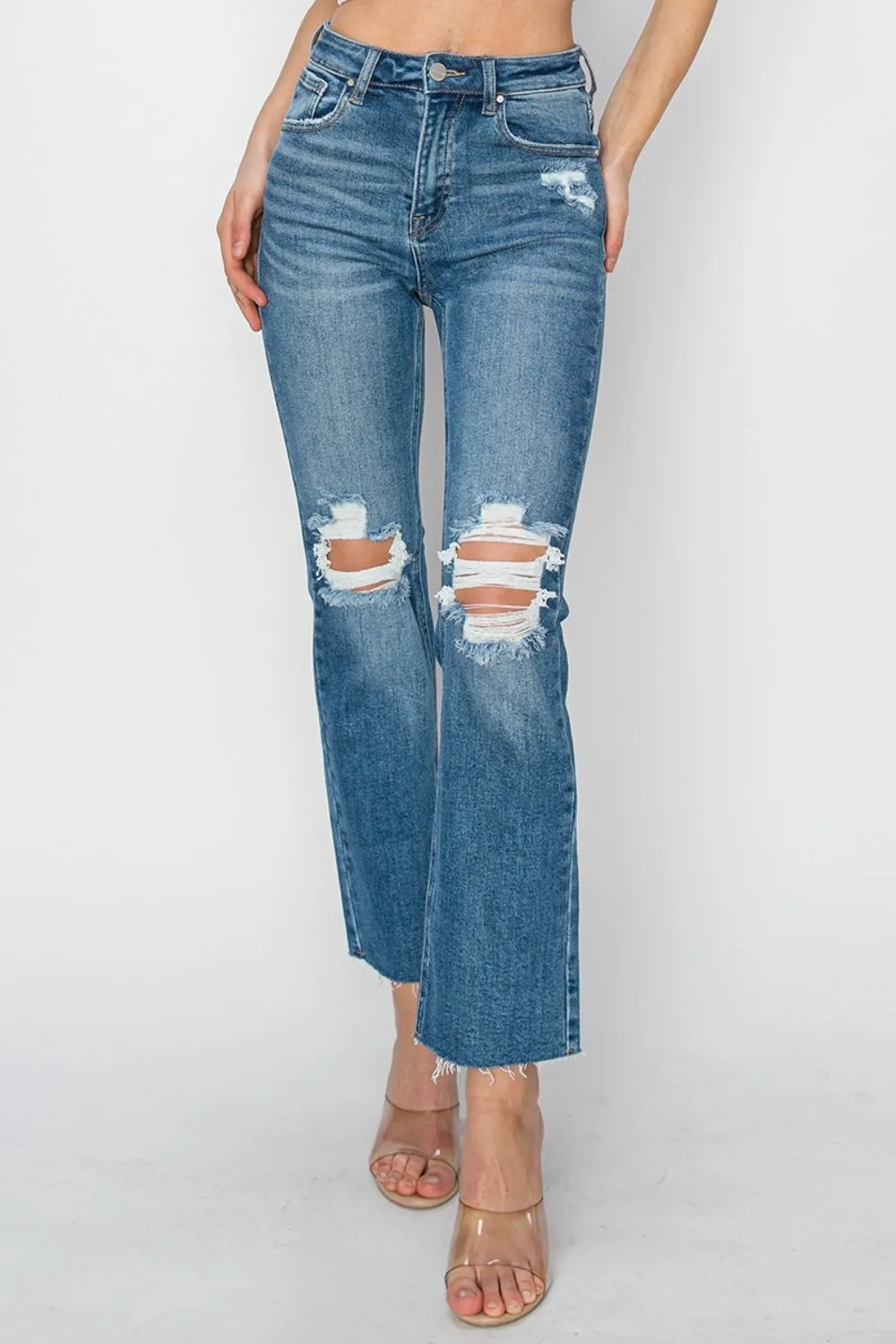 Elyse High Rise Distressed Ankle Jeans
