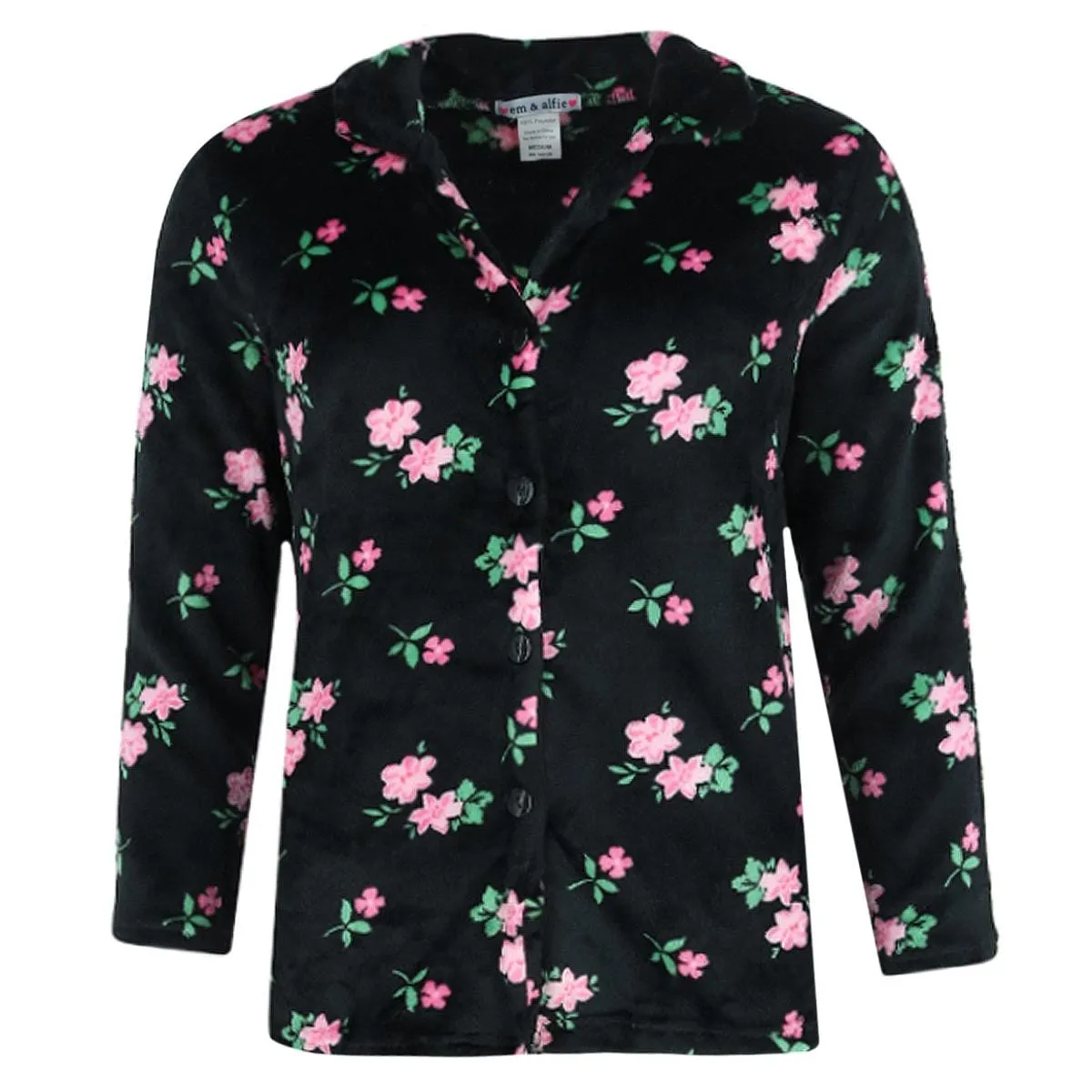 em & alfie Women's Floral Notch Long Sleeve 3 Piece Pajama Set