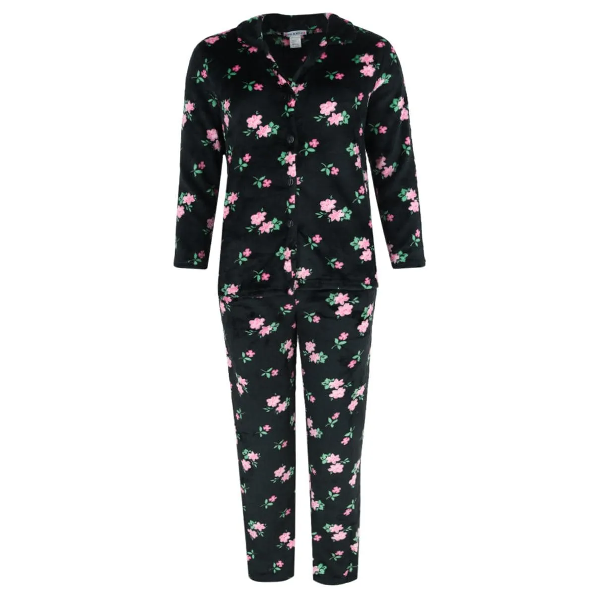 em & alfie Women's Floral Notch Long Sleeve 3 Piece Pajama Set