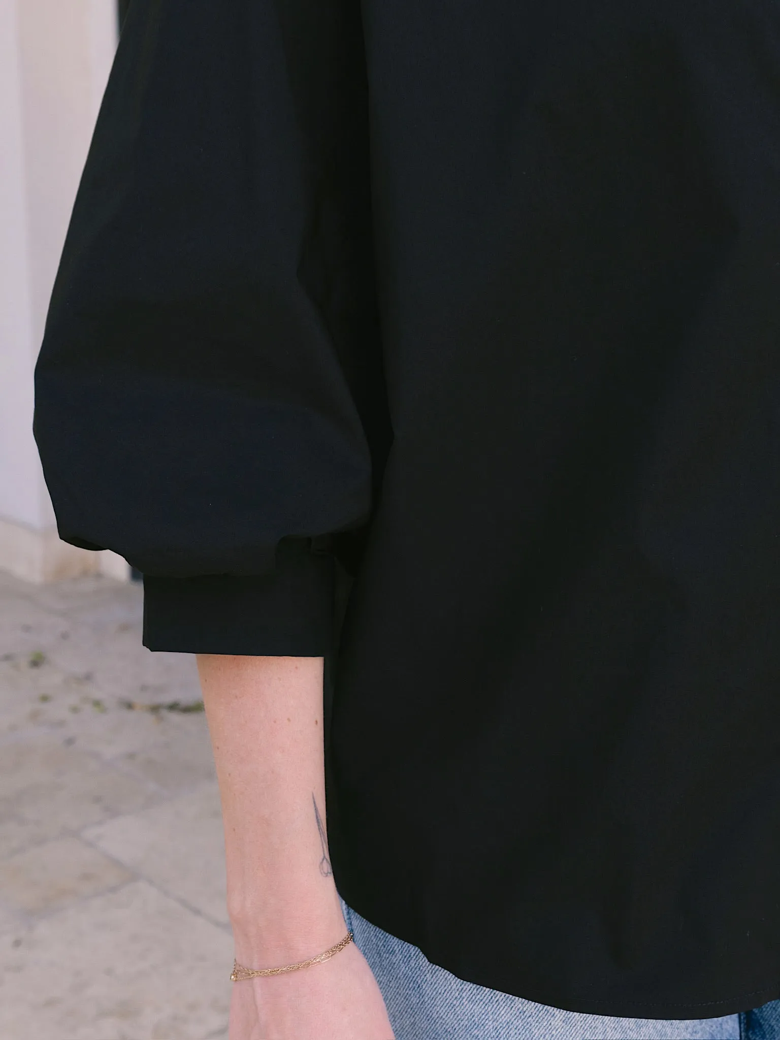Endless Rose Black Peekaboo Lace Collared Shirt