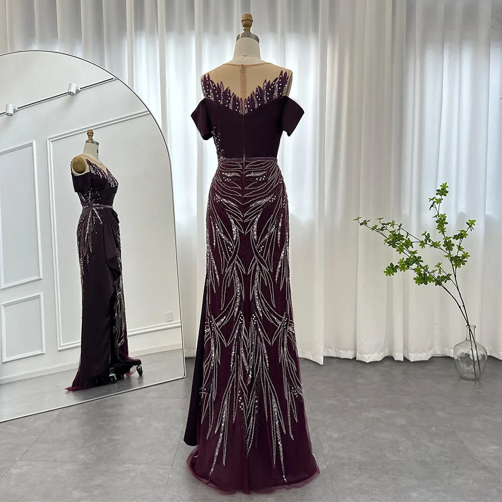 For Sale Burgundy Mermaid Luxury Evening Dress for Women Wedding SS481
