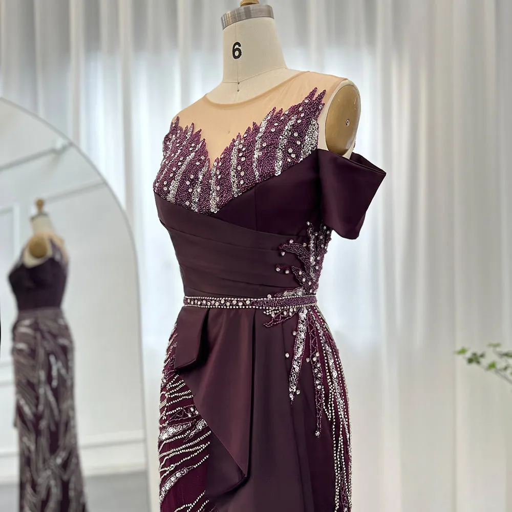 For Sale Burgundy Mermaid Luxury Evening Dress for Women Wedding SS481