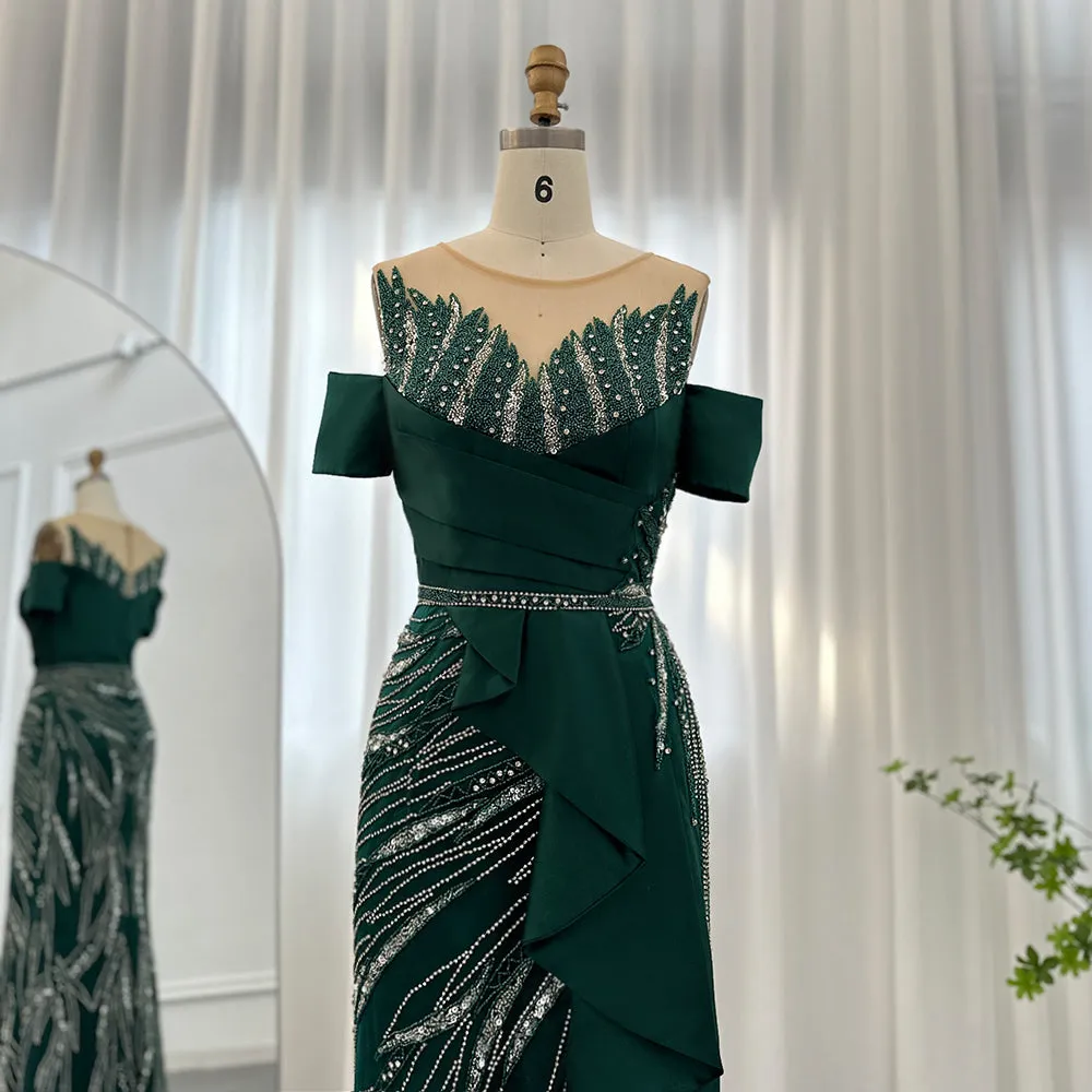For Sale Burgundy Mermaid Luxury Evening Dress for Women Wedding SS481