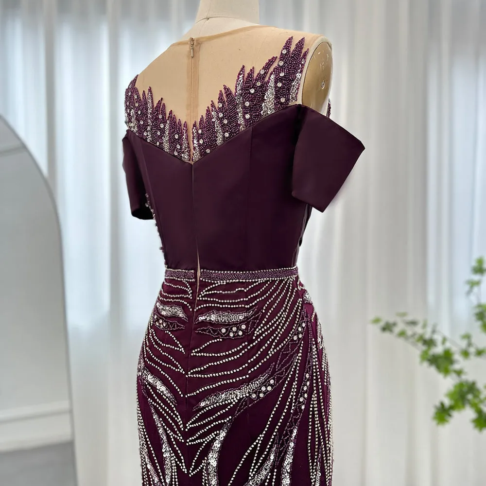 For Sale Burgundy Mermaid Luxury Evening Dress for Women Wedding SS481