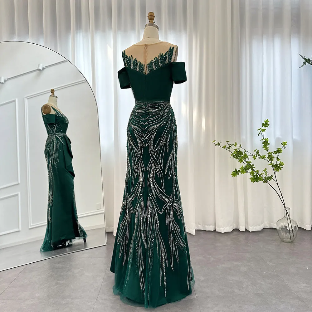 For Sale Burgundy Mermaid Luxury Evening Dress for Women Wedding SS481