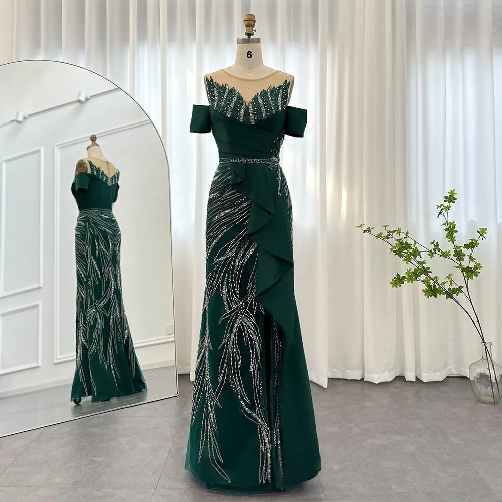 For Sale Burgundy Mermaid Luxury Evening Dress for Women Wedding SS481