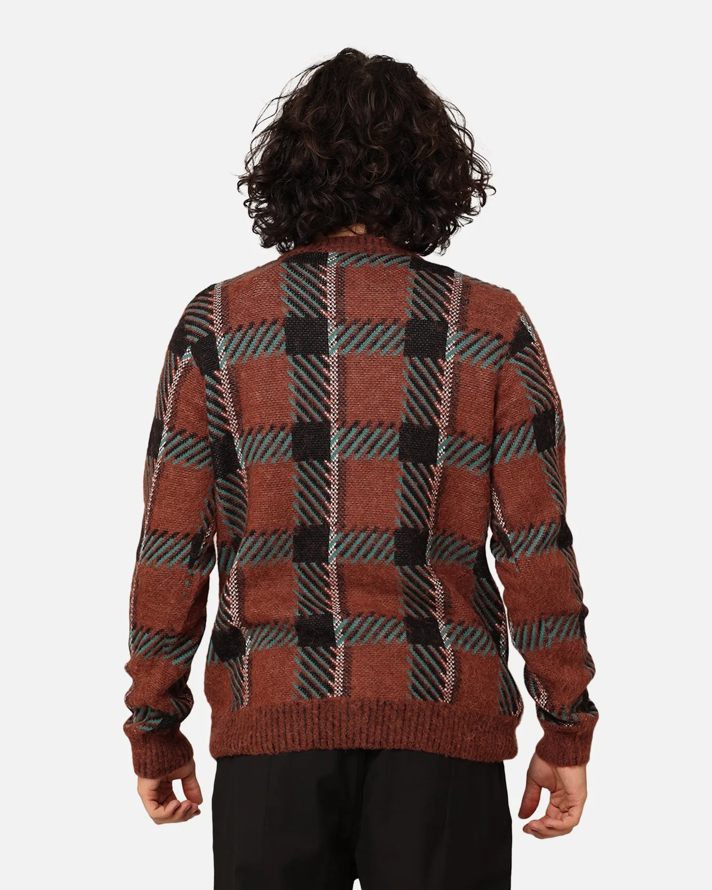 Fred Perry Glitch Tartan Cardigan Whisky Brown