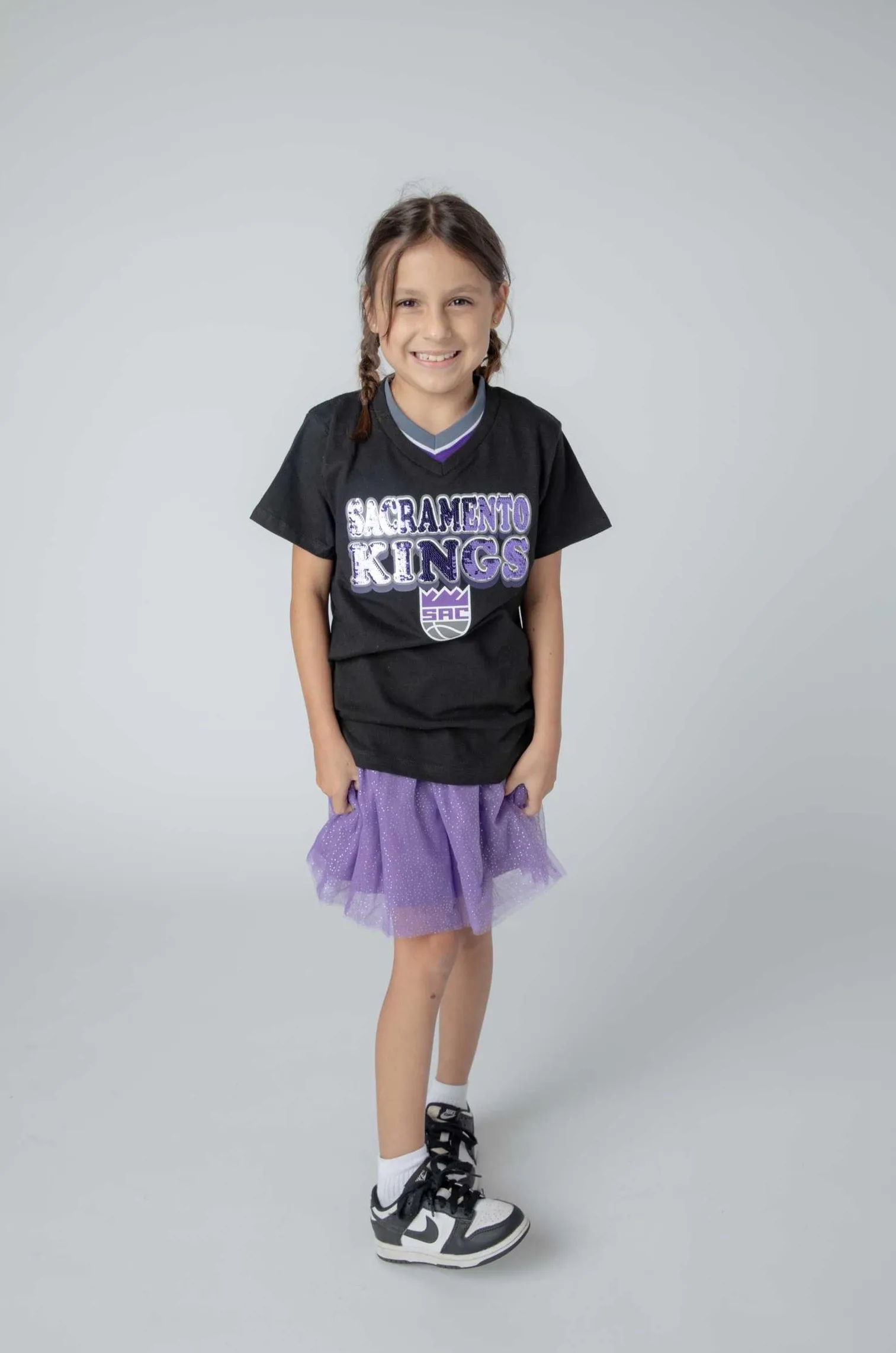 Girls Sequin V-neck Tee