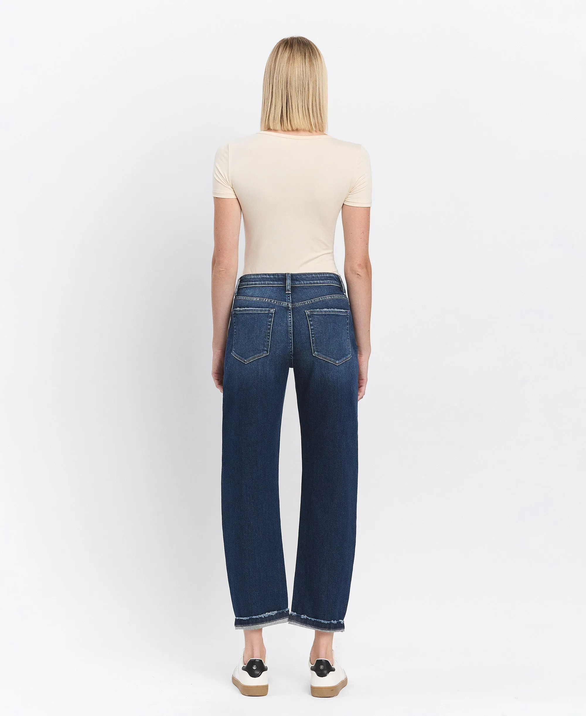 Glaucous - High Rise Cuffed Barrel Jeans