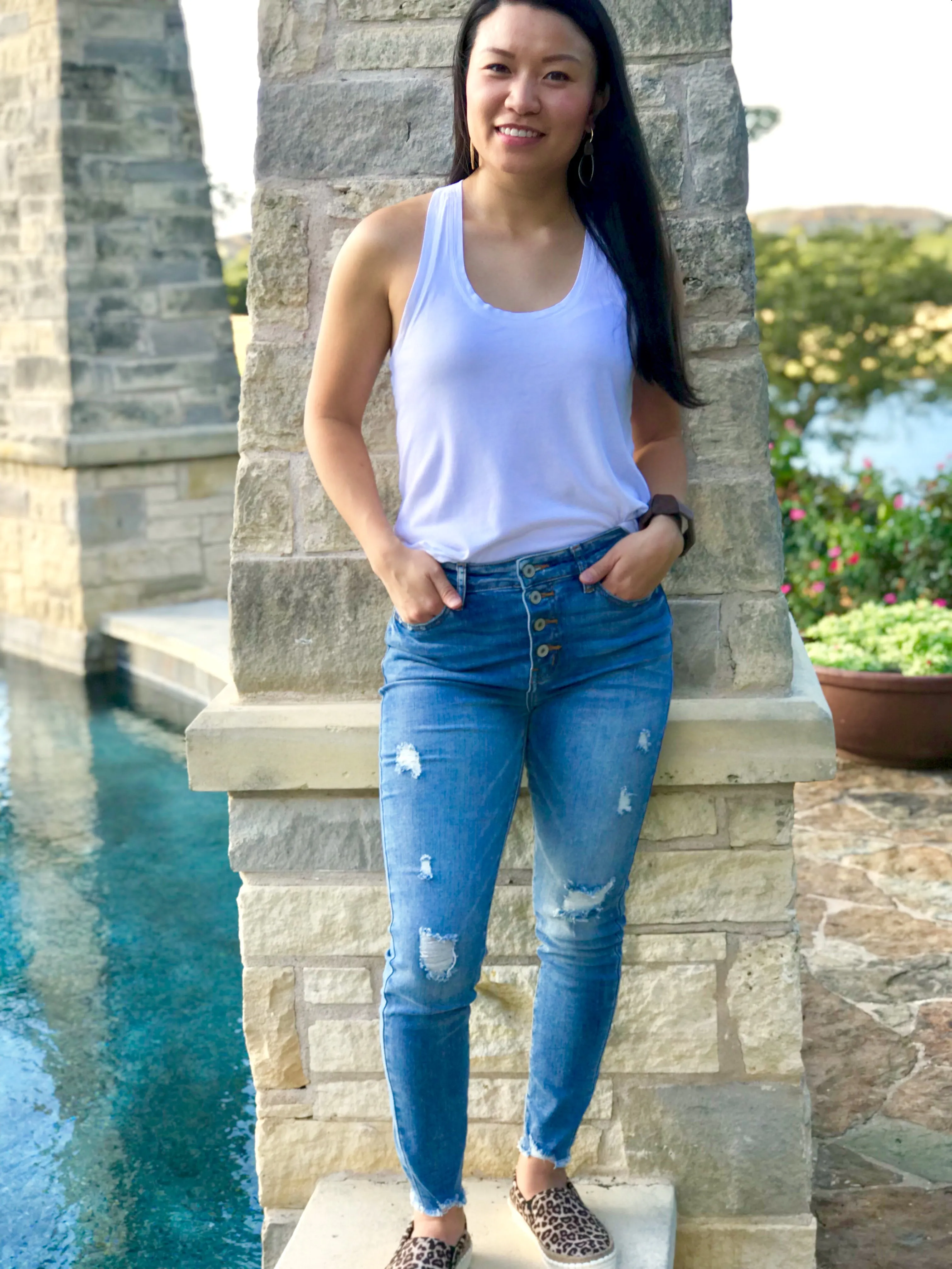 High Rise Distressed Skinnies Jeans