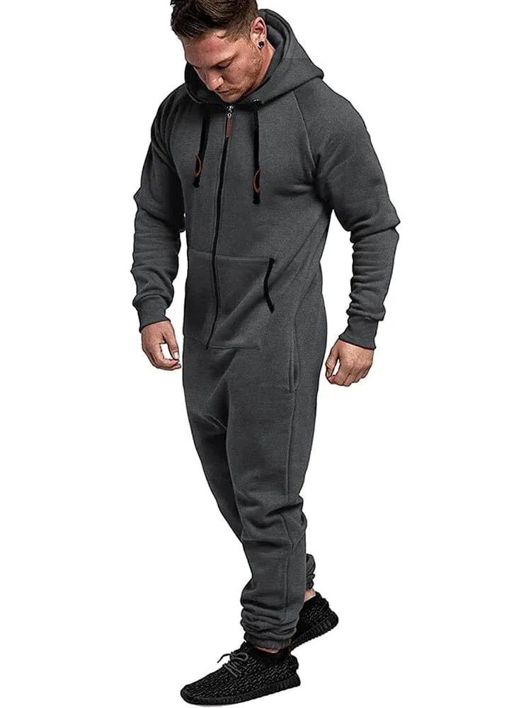 Hooded Lightweight Athletic One-piece Tracksuit with Pockects (US Only)