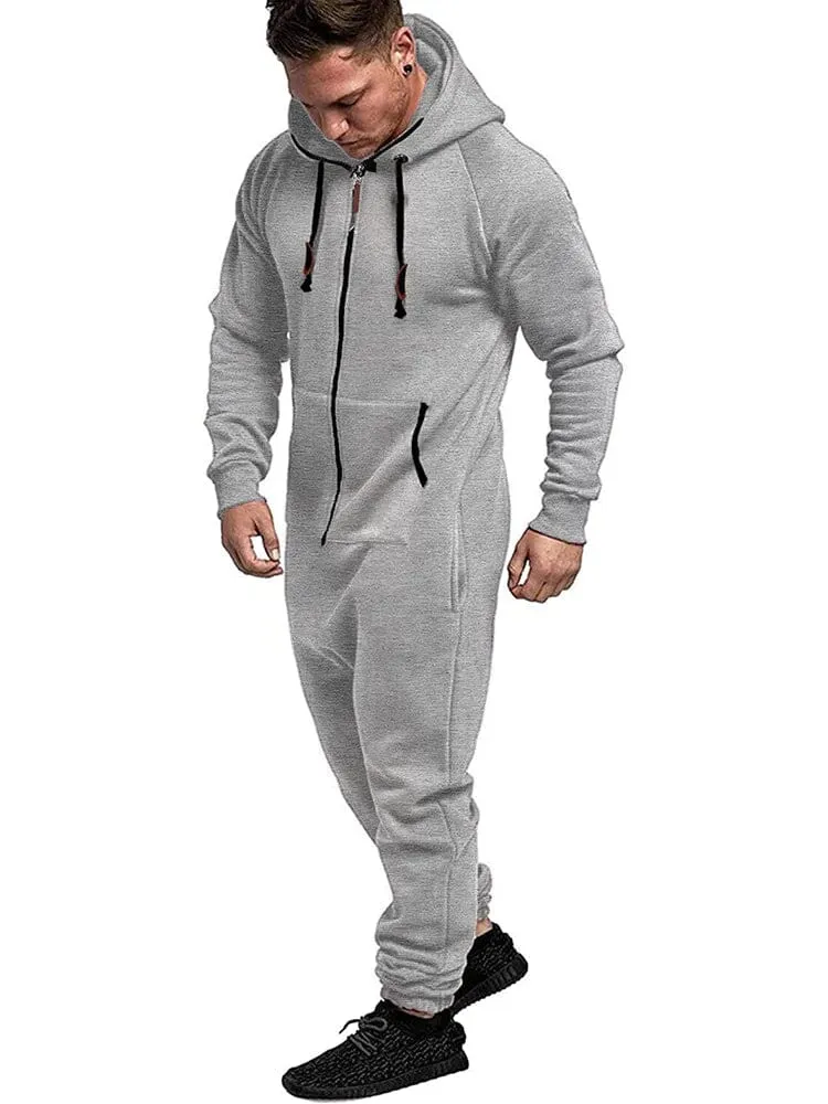 Hooded Lightweight Athletic One-piece Tracksuit with Pockects (US Only)