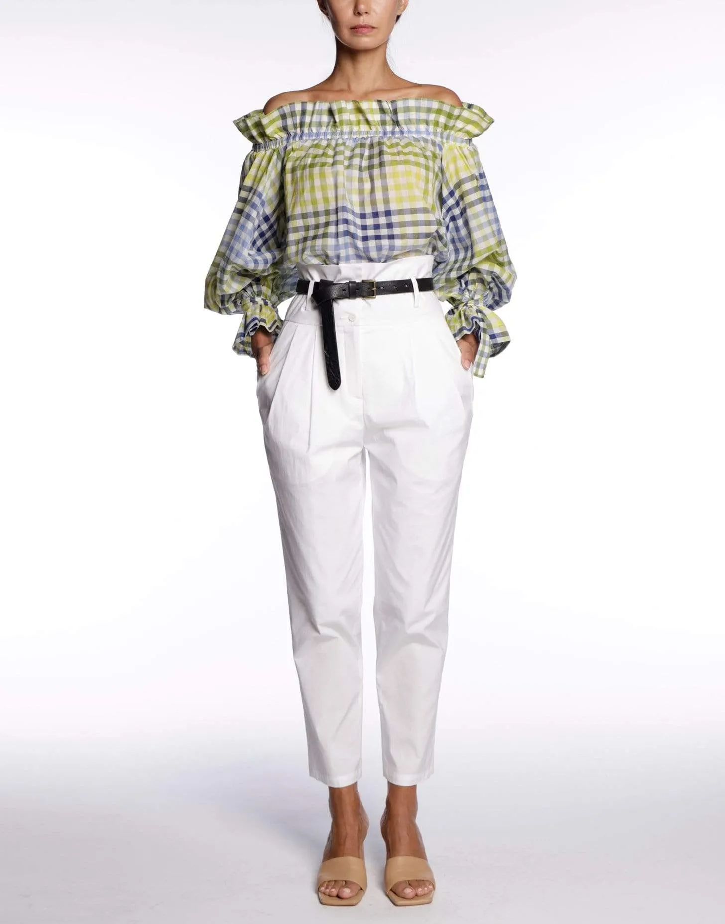 Iside Checkered Off Shoulder Top
