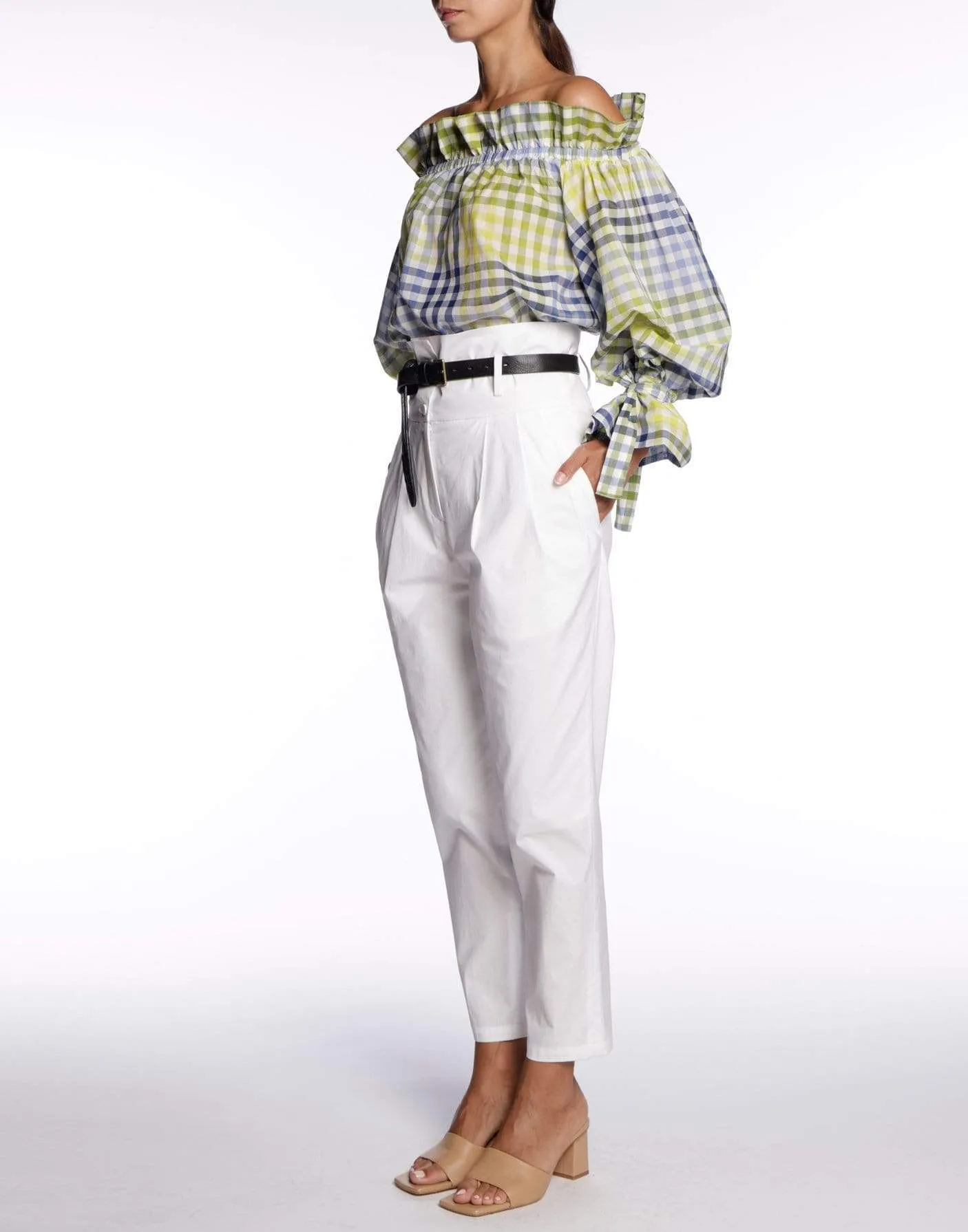 Iside Checkered Off Shoulder Top